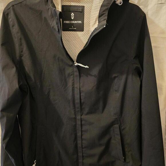 Free Country Men's Wind Shear Minimalist Design Zip Hooded Jacket Black L‎ - Picture 1 of 8